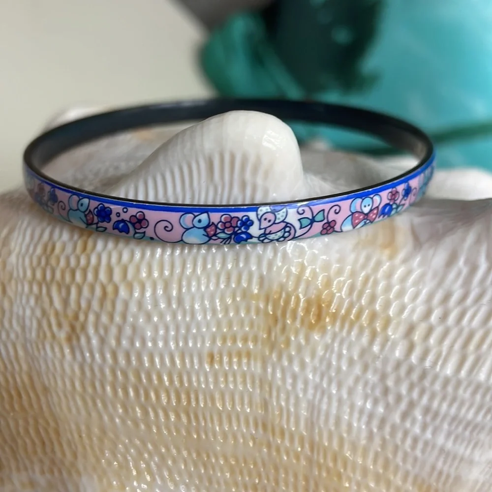 Michaela Frey Vintage Enamel Bangle Snail & Mouse Children’s Bangle Bracelets